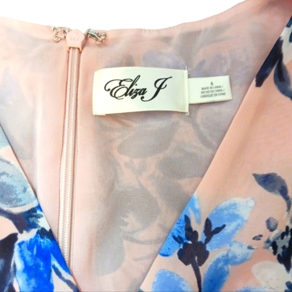 Eliza J Dress Pink Floral Ruffle High Low Maxi Faux Wrap Size 6 - Picture 8 of 8